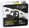 Поводочный плетеный шнур Mikado Territory COATED Braid коричневый (20 LB, 10 м) мягкий